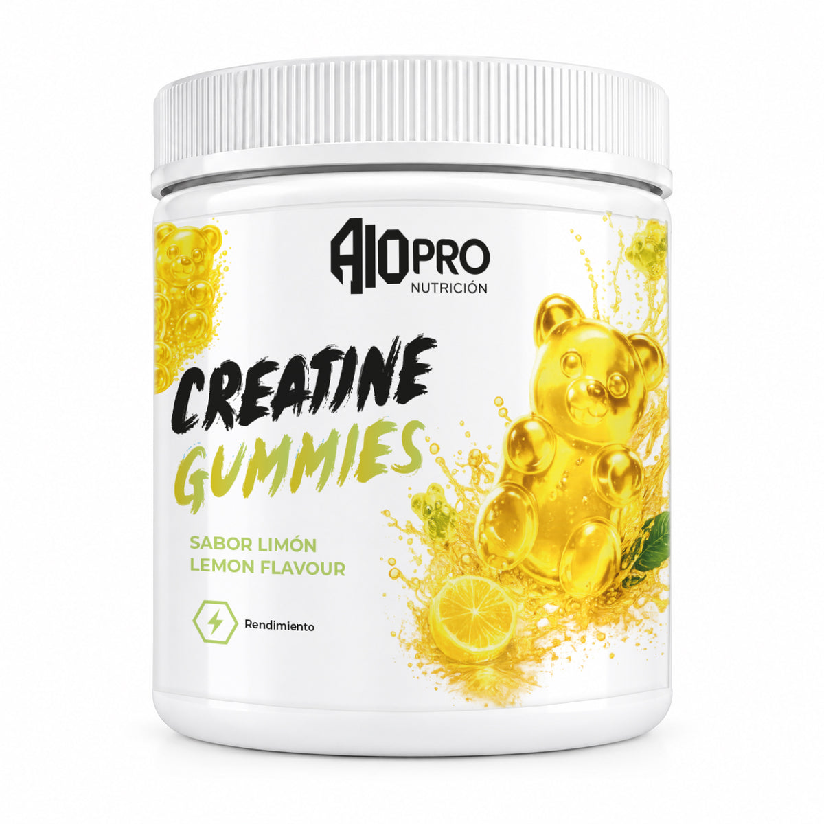Creatine Gummies 120 unidades sabor limón | A10PRO - Limón - fotografía frontal